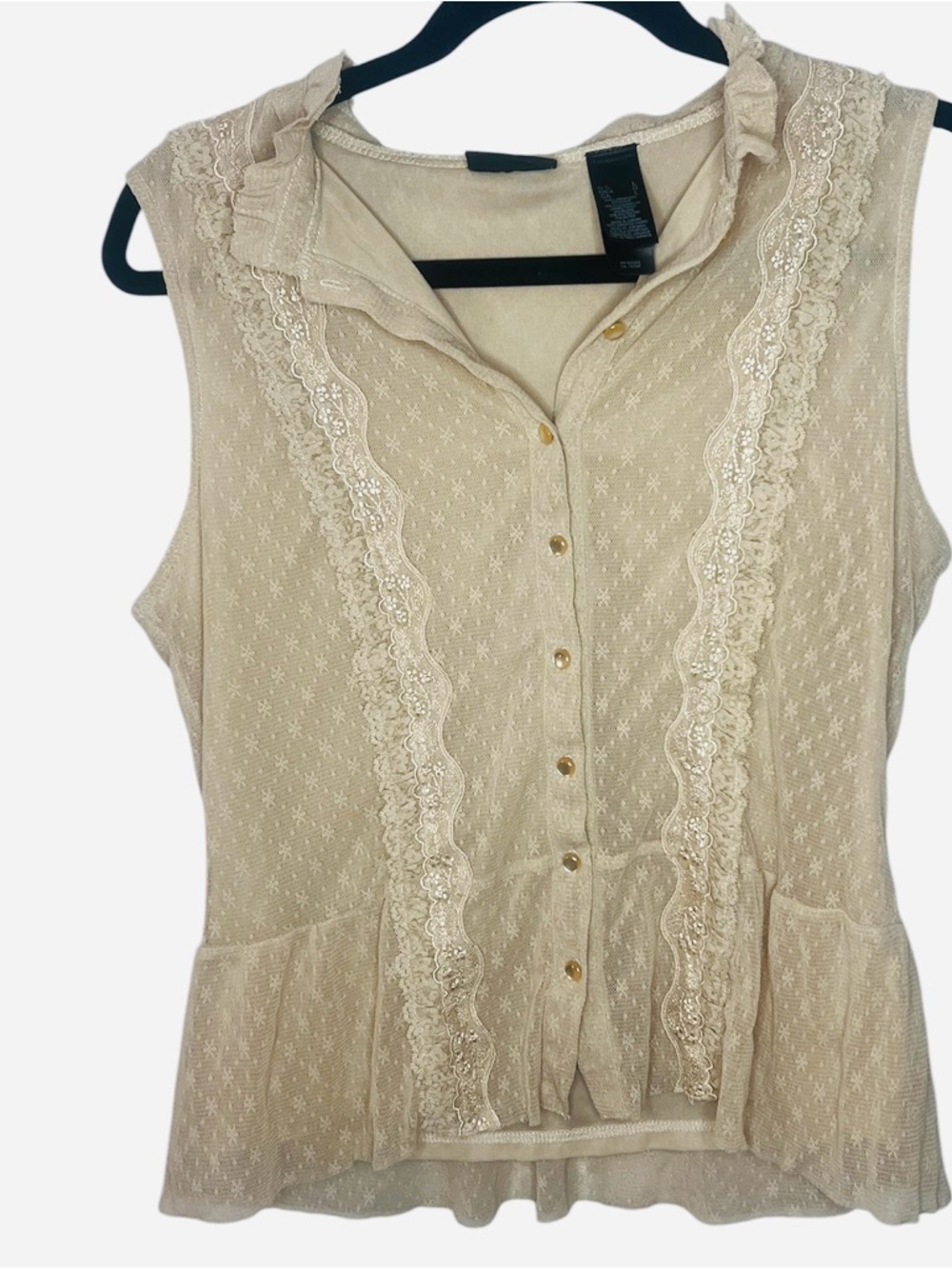 Two shirts- Axcess Cream Lace-Trim Sleeveless Blouse